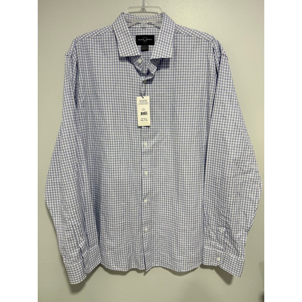 NEW Black Brown 1980 Small Checkered Button Up Blue/White Mens XXL